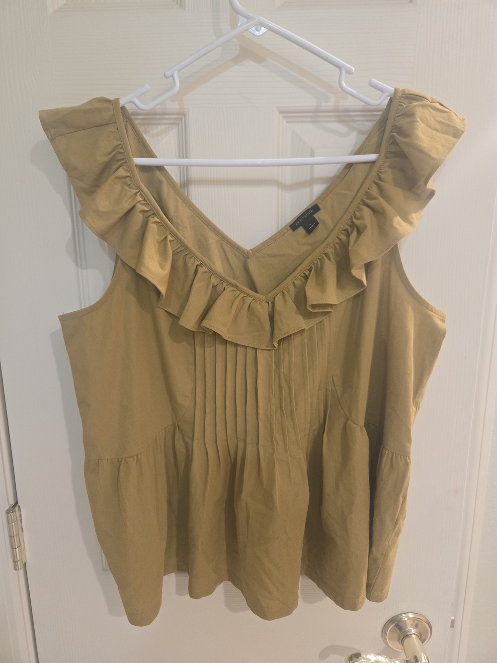 Ann Taylor Ruffled V-Neck Sleeveless Camisole - Mustard